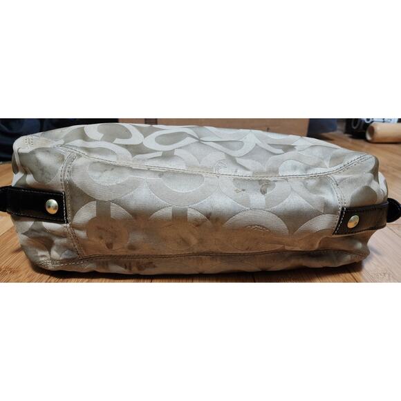 Coach Madison Hobo Style Hand Shoulder Bag #F0973-14305, Tan Sateen w Brown Trim - Picture 14 of 16